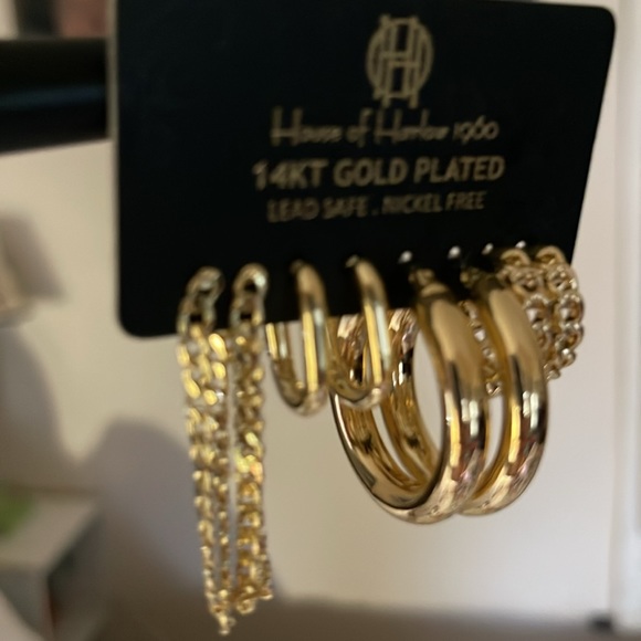 House of Harlow 1960 3 sets of hoops. 14KT Gold Plated. New with box. - Picture 3 of 6